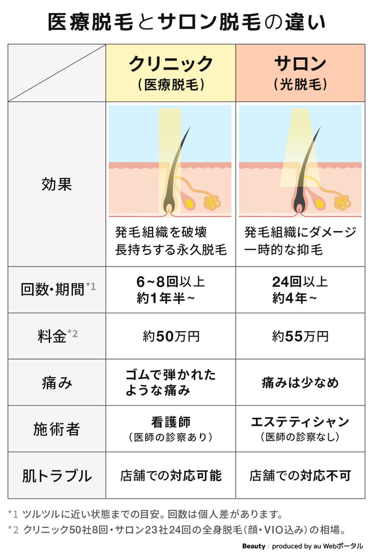 サロンと医療脱毛の違いは永久脱毛できるか否か